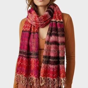 KRISH Wool Blend Rectangle Womens Scarf 10" x 80" Boho Zigzag